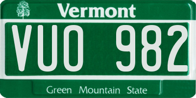 VT license plate VUO982