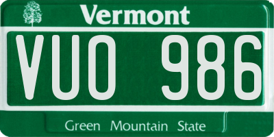 VT license plate VUO986