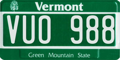 VT license plate VUO988