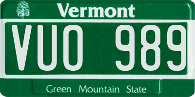 VT license plate VUO989