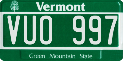 VT license plate VUO997