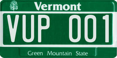 VT license plate VUP001