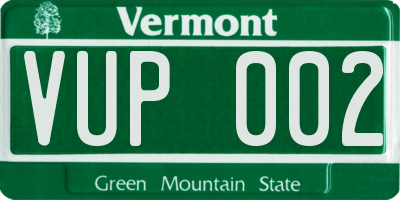 VT license plate VUP002