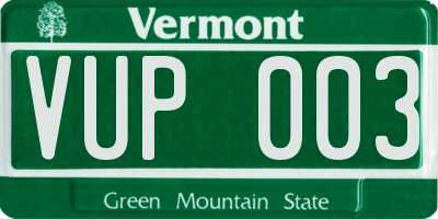 VT license plate VUP003