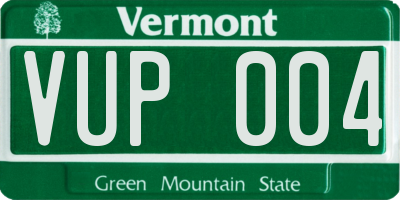 VT license plate VUP004