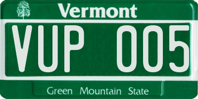 VT license plate VUP005