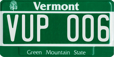 VT license plate VUP006