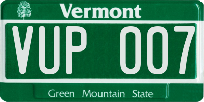 VT license plate VUP007