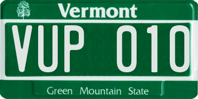 VT license plate VUP010