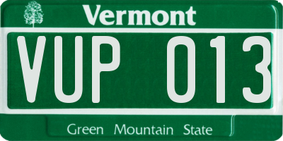 VT license plate VUP013