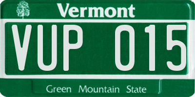 VT license plate VUP015