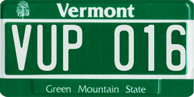 VT license plate VUP016