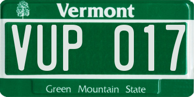 VT license plate VUP017