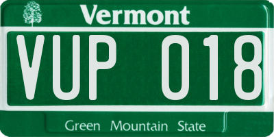 VT license plate VUP018