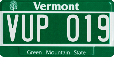 VT license plate VUP019