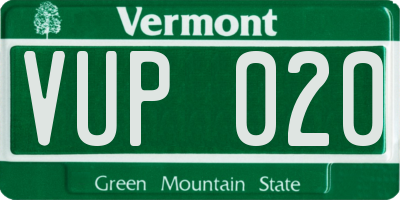 VT license plate VUP020
