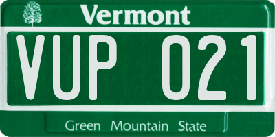VT license plate VUP021