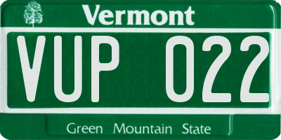 VT license plate VUP022