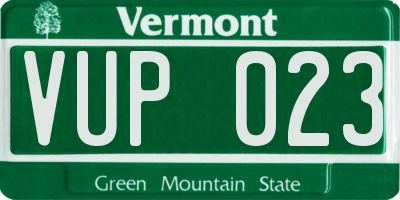 VT license plate VUP023