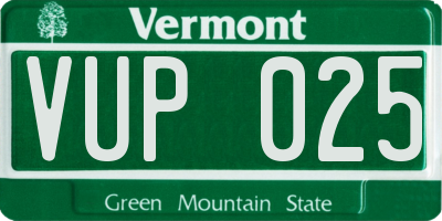 VT license plate VUP025