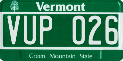 VT license plate VUP026
