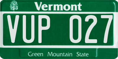 VT license plate VUP027