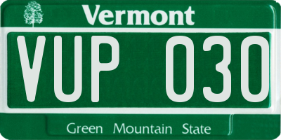 VT license plate VUP030