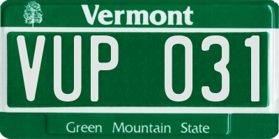 VT license plate VUP031