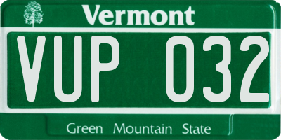 VT license plate VUP032