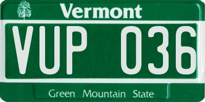 VT license plate VUP036