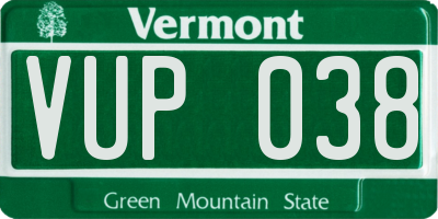 VT license plate VUP038