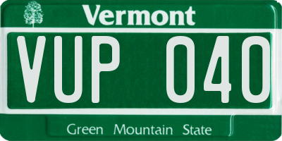 VT license plate VUP040