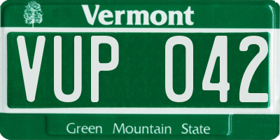 VT license plate VUP042