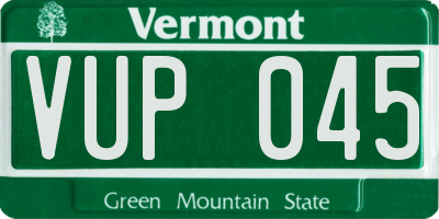 VT license plate VUP045