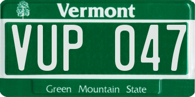 VT license plate VUP047