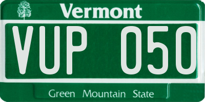 VT license plate VUP050