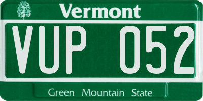 VT license plate VUP052