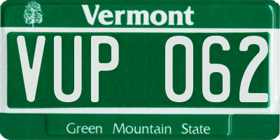 VT license plate VUP062