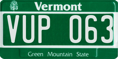 VT license plate VUP063