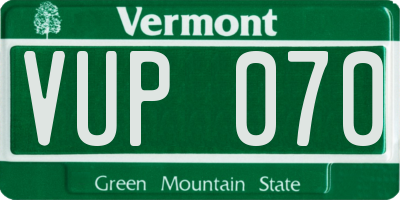 VT license plate VUP070