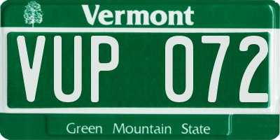 VT license plate VUP072