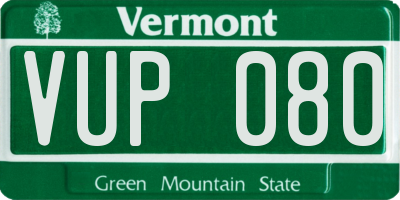 VT license plate VUP080