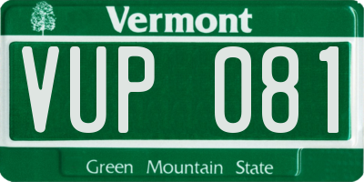 VT license plate VUP081