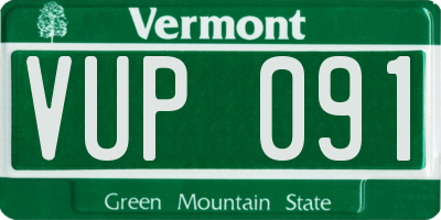 VT license plate VUP091