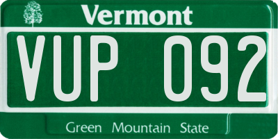 VT license plate VUP092