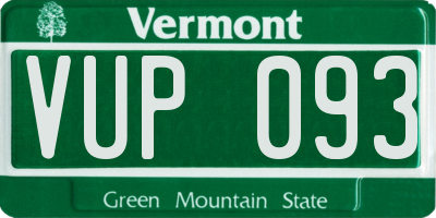 VT license plate VUP093