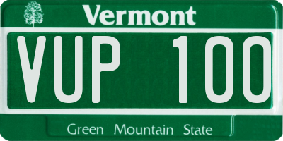 VT license plate VUP100