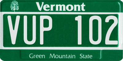 VT license plate VUP102