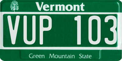 VT license plate VUP103