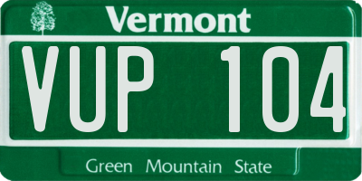 VT license plate VUP104